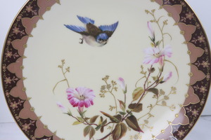 화려한 금으로 식각된 핸드페인트 &quot;Bird &amp; Floral&quot; 플레이트 19th C / Gorgeous 19th C. Hand Painted Gold Etching &quot;Bird &amp; Floral&quot; Plate - #11