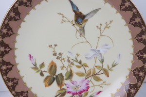 화려한 금으로 식각된 핸드페인트 &quot;Bird &amp; Floral&quot; 플레이트 19th C / Gorgeous 19th C. Hand Painted Gold Etching &quot;Bird &amp; Floral&quot; Plate - #12