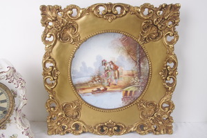 19세기 초상화 플레이트 w/화려한 프레임 19th C. Portrait Plate in Ornate Frame circa 1890