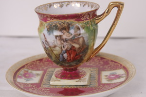 로얄 비엔나 스타일 데미테시 컵&amp;소서 Royal Vienna Style Demitasse Cup &amp; Saucer circa 1900