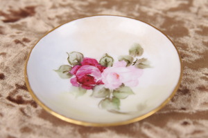 Delinieres 리모지 핸드페인트 버터 펫 Delinieres Limoges Hand Painted Butter Pat circa 1900