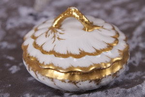 M Reddon 리모지 골드 길드 커버 핀/실버 디쉬 M Reddon Limoges Gold Gilded Covered Pin/Silver Dish circa 1900