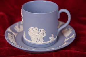 웨지우드 라벤더 제스퍼웨어 데미타스 (에쏘잔) 컵&amp;소서 Wedgwood Lavender Jasperware Demitasse Cup &amp; Saucer circa 1908 - 1970