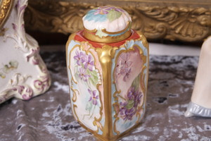 리모지 핸드페인트 티 케디 Limoges Hand Painted Tea Caddy circa 1890