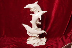 레녹스&quot;Wave Dancers&quot;  Lenox &quot;Wave Dancers&quot; 돌고래 피겨린 Porpoise Figurine circa 1999