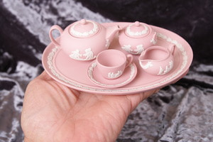 웨지우드 미니 핑크 제스퍼웨어 티세트 -귀한!! Wedgwood MINI Pink Jasperware Tea Set circa 1970 - RARE!!!