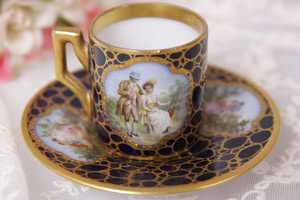 로얄 비엔나 Edme Samson 데미타스 (에쏘) 컵&amp;소서 Royal Vienna Edme Samson Demitasse Cup &amp; Saucer circa 1880