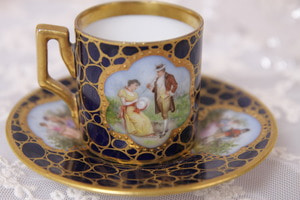 로얄 비에나 Edme Samson 데미타스 (에쏘) 컵&amp;소서 Royal Vienna Edme Samson Demitasse Cup &amp; Saucer circa 1880