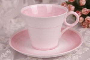 쉘리 핑크 컵&amp;소서 Shelley Pink Cup &amp; Saucer circa 1930