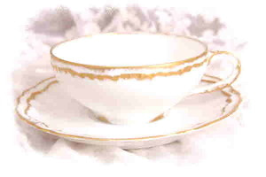 하빌랜드 더블 골드 안 화이트 컵&amp;소서 Haviland Double Gold on White Cup &amp; Saucer circa 1903 - Last One!