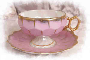핑크 광택 컵&amp;소서 Pink Lustre Cup &amp; Saucer circa 1960