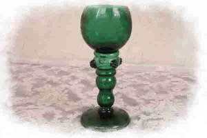 아트 글라스구리 바퀴 커틀 잔 Art Glass Copperwheel Cut Goblet circa 1960