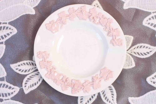 웨지우드 퀸스웨어 핑크 안 아이보리 재털이 Wedgwood Queensware Pink on Ivory Ashtray 1954