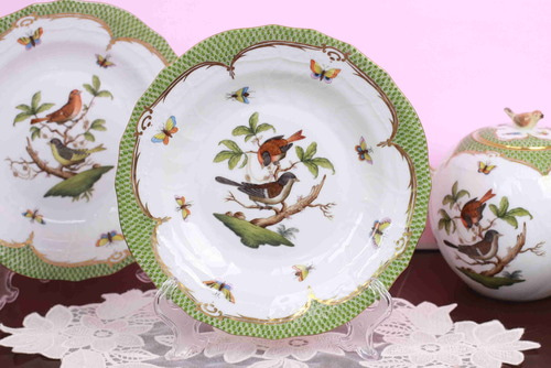 헤런드 로쉴드 버드 보더 (그린 보더-EV) 디져트 플레이트 Herend Rothschild Bird Borders (Green Border - EV) Dessert Plate