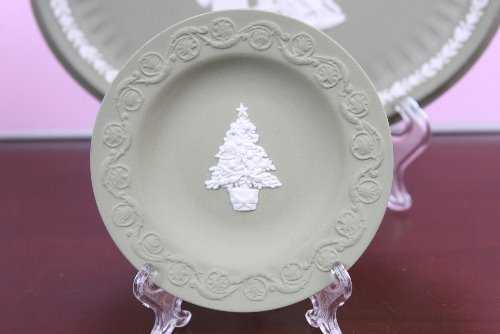 웨지우드 제스퍼웨어 세지 그린 크리스마스 트리 핀 디쉬 Wedgwood Jasperware Sage Green Christmas Tree Pin Dish 1980