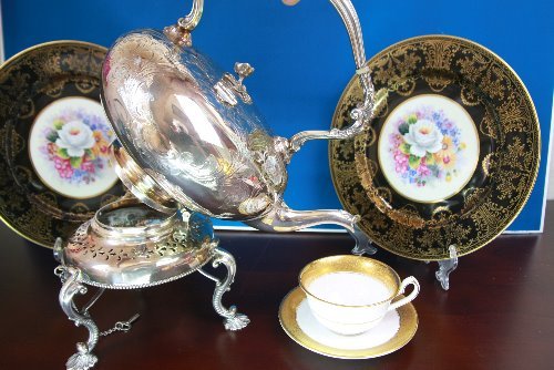 빅토리언 실버 플레이트 기울어지는 티팟&amp;워머 Victorian Sivler Plate Tilt Teapot with Warmer circa 1870