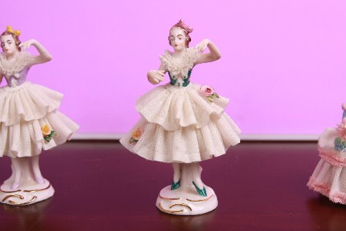 드레스덴 도자기 레이스 발레리나 피겨린 Dresden Porcelain Lace Ballerina circa 1960