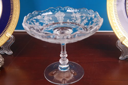 케임브리지 로즈포인트 우아한 유리 캄포트 Cambridge Rosepoint Elegant Glass Compote circa 1934 - 1958