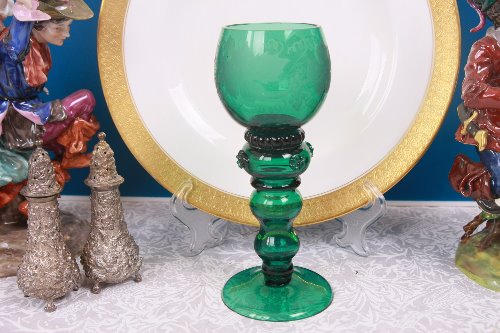 아트 글래스 구리바퀴 컷 고블렛-데미지-(칩) Art Glass Copperwheel Cut Goblet circa 1960 - AS IS