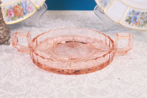 핑크 디프레션 글래스 투핸들 디쉬 Pink Depression Glass 2 Handled Dish circa 1930