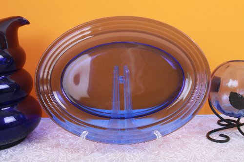 헤이즐 아틀라스 &quot;Moderntone&quot;코발트 블루 서빙 플래터 Hazel Atlas &quot;Moderntone&quot; Cobalt Blue Small Serving Platter circa 1934-1942