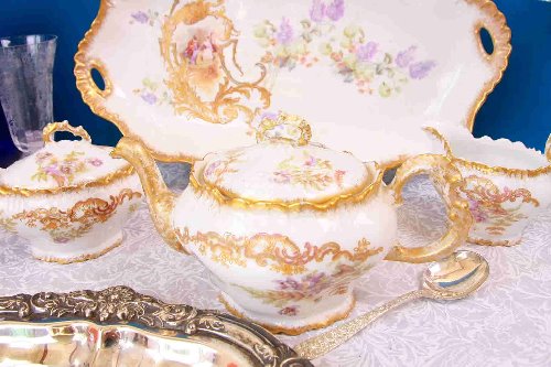 Klingenberg 리모지 핸드 데코레이드 3종 티세트-30% 세일!!  Limoges 3 Piece Hand Decorated Tea Set circa 1890 - SALE!!! - 30% OFF!!!