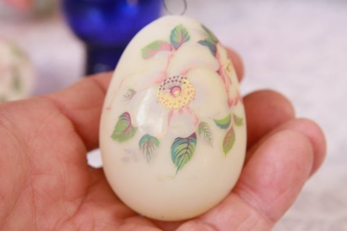 빅토리언 핸드 블로운 공단 오팔레센트 에그 장식-35%세일 Victorian Hand Blown Satin Opalescent Egg Ornament circa 1900