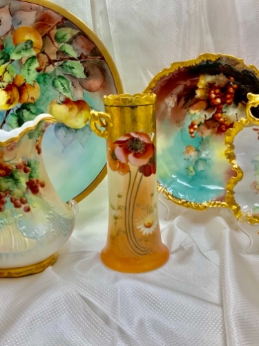피카드 핸드페인트 아티스트 서명 베이스-데미지-    Pickard Hand Painted Artist Signed Vase circa 1900 - AS IS