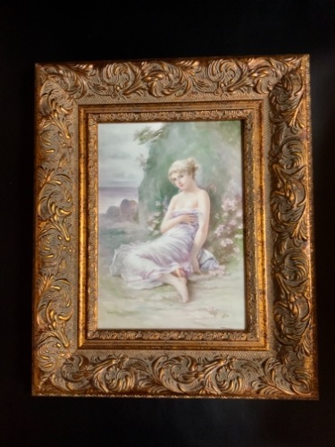Delinieres 리모지 핸드페인트 반 누드 초상화 -라지-  Delinieres LIMOGES Hand Painted Semi-nude Portrait circa 1890 - LARGE