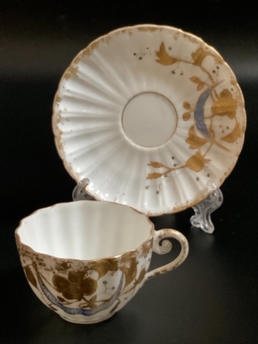 Klingenberg 리모지 핸드페인트 데미타스 (에쏘잔) 컵 &amp; 소서 Klingenberg LIMOGES Hand Painted Demitasse Cup &amp; Saucer circa 1880