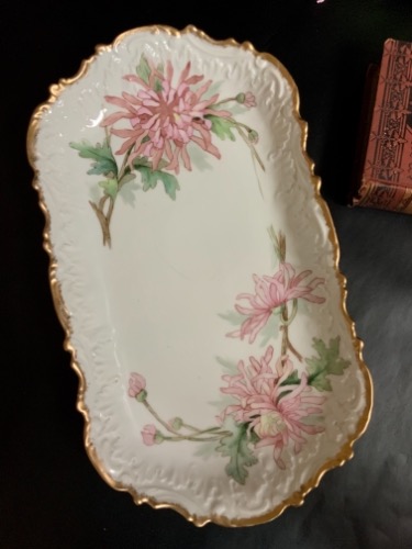 Coiffe  핸드페인트 깊은 서빙 플레터 Coiffe Limoges Hand Painted Deep Serving Platter circa 1890