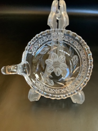 화려한 시대 크리스탈 핸드 컷 글래스 원핸들 디쉬 Brilliant Period Cut Glass Nappy circa 1900