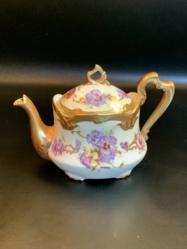 LS &amp; S 리모지 핸드페인트 티팟 LS &amp; S Limoges Hand Painted Teapot circa 1900