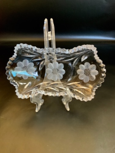 화려한 시대 크리스탈 핸드 컷 글래스 봉 봉 디쉬 Brilliant Period Cut Glass Bon Bon circa 1900