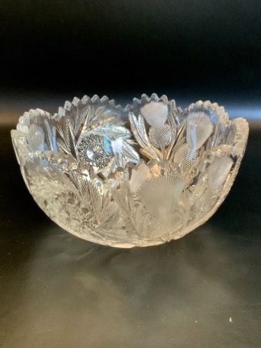 화려한 시대 크리스탈 핸드 컷 글래스 &quot;엉겅퀴&quot; 페턴 보울 Brilliant Period Cut Glass &quot;Thistle&quot; Pattern Bowl circa 1900