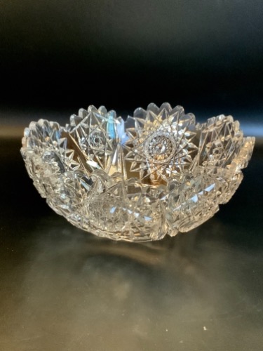 호크스 화려한 시대 크리스탈 핸드 컷 글래스 보울 Hawkes Brilliant Period Cut Glass Bowl circa 1900