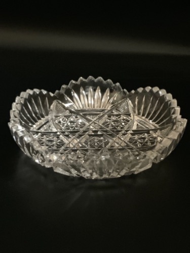 화려한 시대 크리스탈 핸드 컷 글래스 봉봉 디쉬 Brilliant Period Cut Glass Bon Bon circa 1900