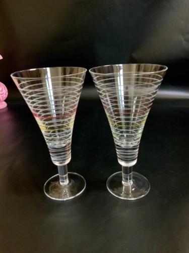 레트로 컷 글래스 칵테일 스템웨어 Retro Cut Glass Cocktail Stem circa 1960