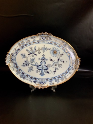 Carl Teichert 마이센 블루 어니언 서빙 플레터 Carl Teichert Meissen Blue Onion Serving Platter circa 1900