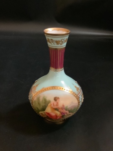 비엔나 핸드페인트 (웨그너) 케비넷 베이스 Vienna Hand Painted (WAGNER) Cabinet Vase circa 1880 - MINI WAGNER!!!