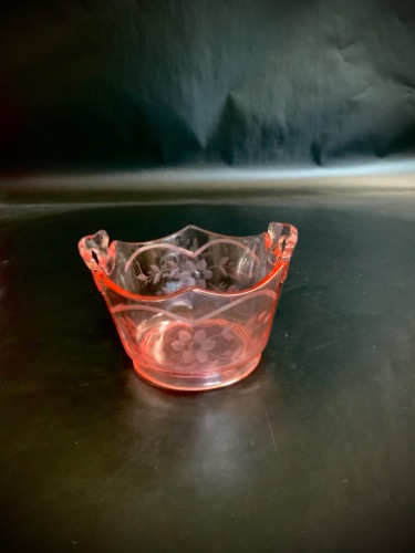 디프레션 글래스 핑크 카퍼 휠 컷 마요네즈 Depression Glass Pink Copperwheel Cut Mayonnaise circa 1940