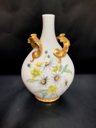 Pouyat 리모지 핸드페인트 핸들 있는 베이스  Pouyat Limoges Handled Hand Painted Vase circa 1900