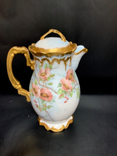 Coiffe  리모지 핸드페인트 티팟 Coiffe Limoges Hand Painted Teapot circa 1890
