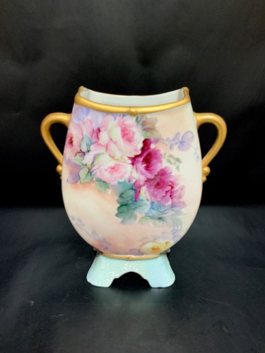Reddon 리모지 엘리트 공장 데코 (핸드페인트 투핸들 베이스 Reddon Limoges Elite Factory Decorated (Hand Painted 2 Handle Vase circa 1900