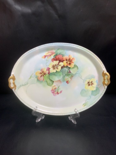 Coiffe 리모지 핸드페인트 서빙 트레이 1900 / Coiffe Limoges Hand Painted Serving Tray circa 1900