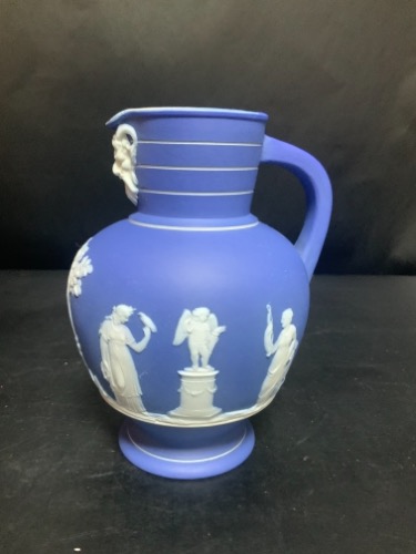 웨지욷 제스퍼웨어 코발 블루 (딥) 피쳐-데미지 Wedgwood Jasperware Cobalt Blue (dip) Pitcher circa 1866 - 1891 - AS IS