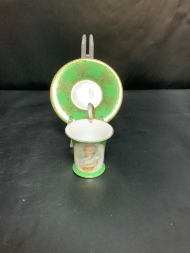 오스트리아 데미타스 (에쏘잔) 미니 컵&amp;소서 Austria Demitasse / Mini Cup &amp; Saucer circa 1900