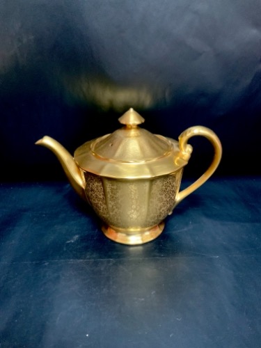 피카드 골드 에칭 티팟 Pickard Gold Etched Teapot circa 1920