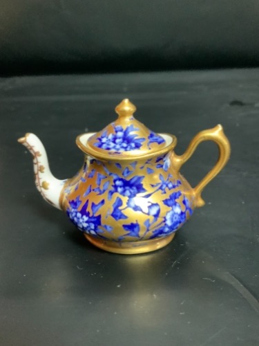 크라운 스테포셜 미니쳐 티팟-!!데미지!! Crown Staffordshire Miniature Teapot circa 1900 - AS IS