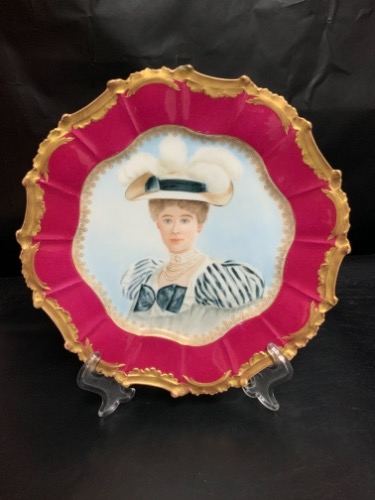 Coiffe 리모지 핸드페인트 초상화 플레이트-아름다운!! Coiffe Limoges Hand Painted Portrait Plate circa 1900- Beautiful!!